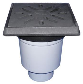 Perfektablauf DN160 senkrecht mit frostsicherer Geruchsklappe, 260x260mm / Gussrost 226x226mm  HL606.1/5